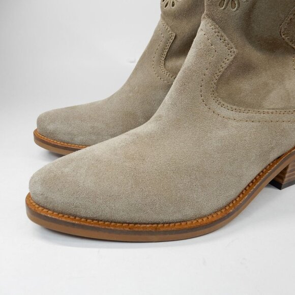 PENELOPE CHILVERS Calie Broderie Suede Cowboy Boots Bootie 36 5 Sand NEW $375 - Picture 8 of 14